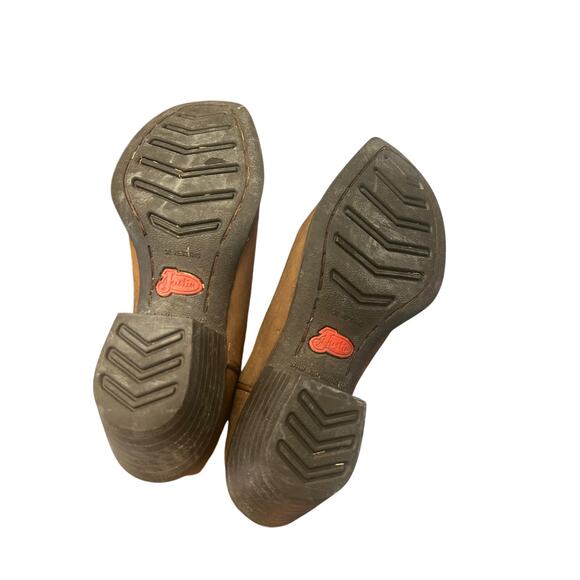 Justin Teal and Brown Square Toe Cowboy Boots - Picture 8 of 8